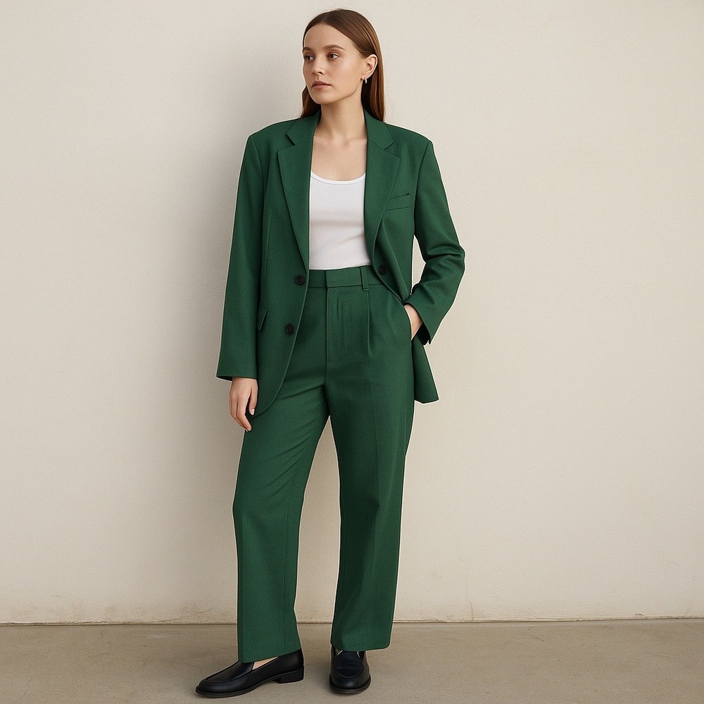 The Frankie Shop Bea Blazer Pants Suit Set Womens‎ XS Green Minimalist Modern